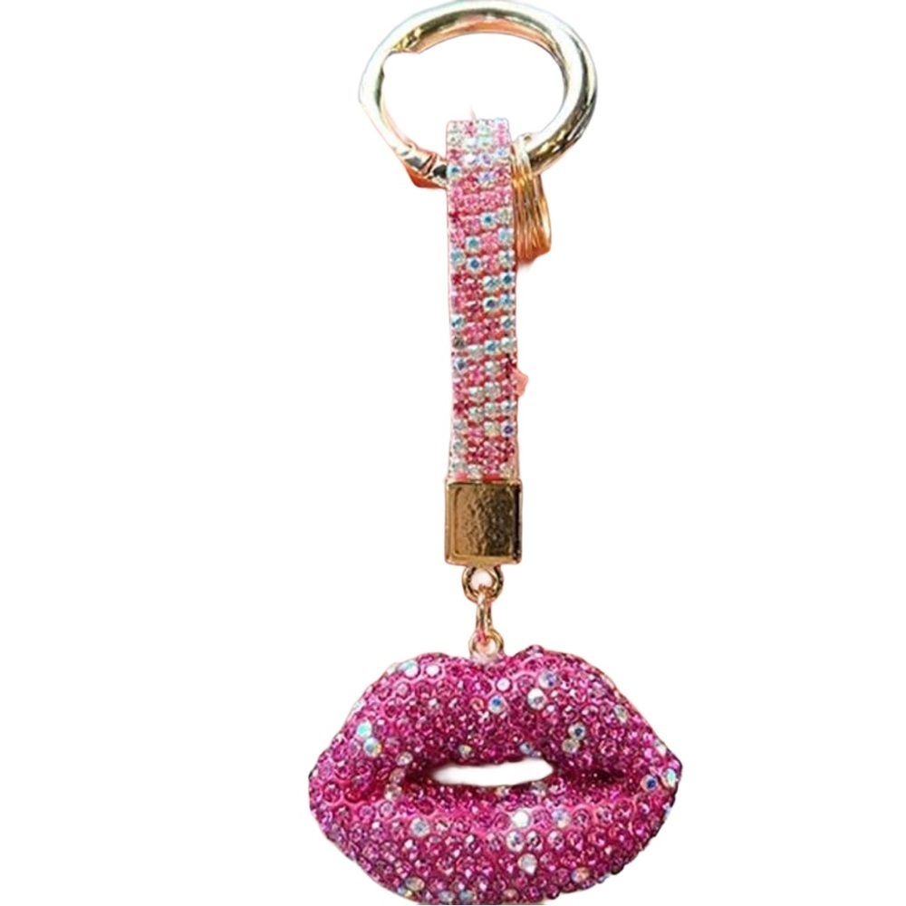 Sparkling  Rhinestone Lip Keychain Bag/ Purse Charm  Lips Keychain - Picture 3 of 8